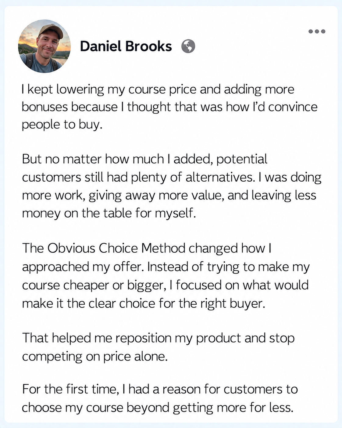 Daniel Brooks Testimonial Post