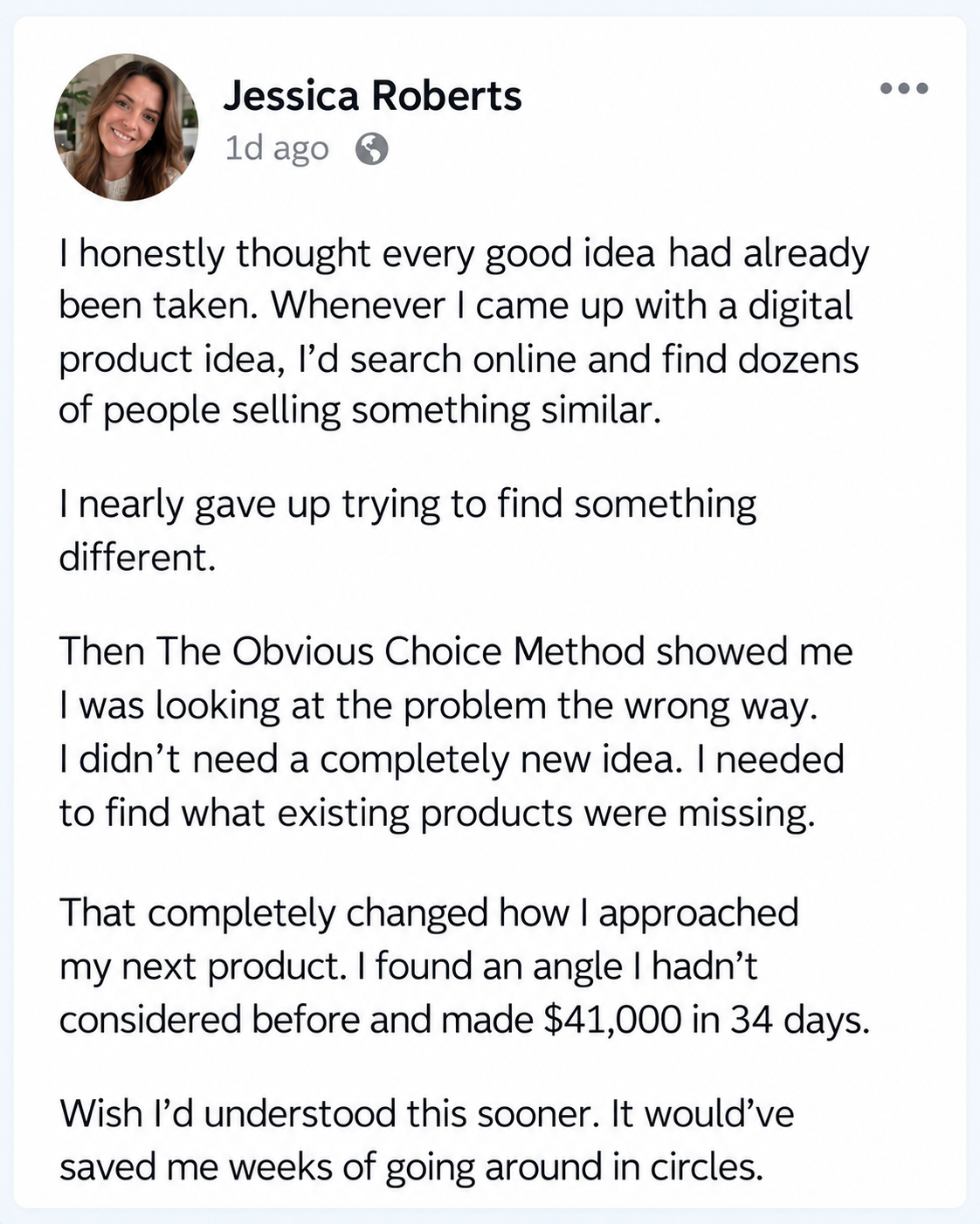 Jessica Roberts’ Product Breakthrough Testimonial