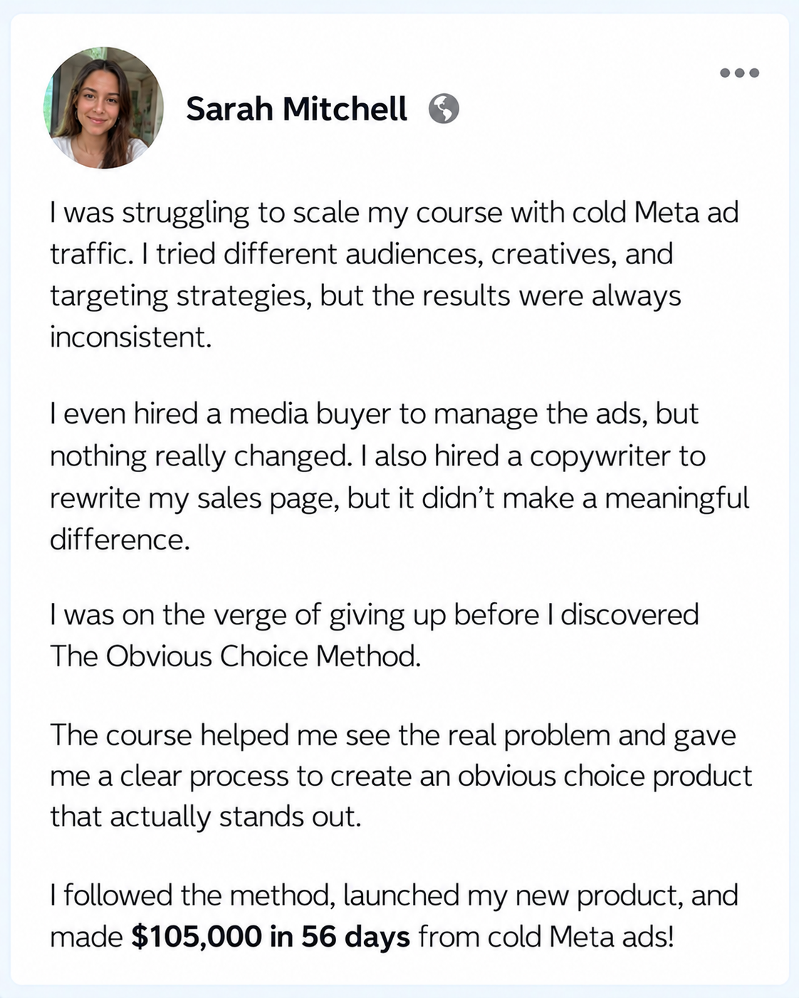 Sarah Mitchell’s $105K Success Story